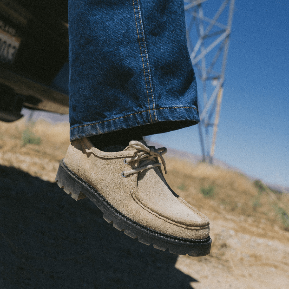 Beige Suede Leather Giorno With Black Sole Boat Shoe The Dapper