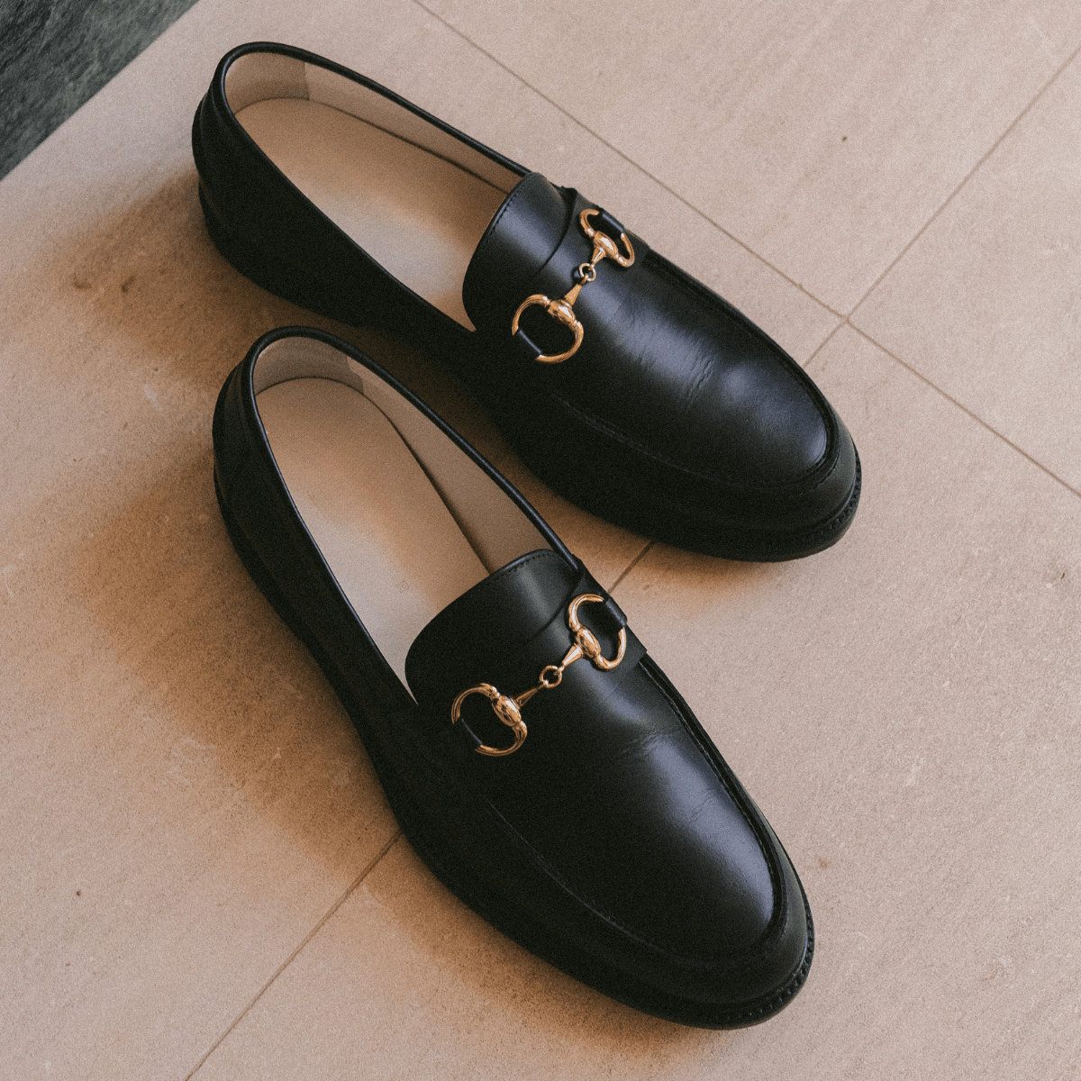 Black Leather Mago Horse Bit Loafers