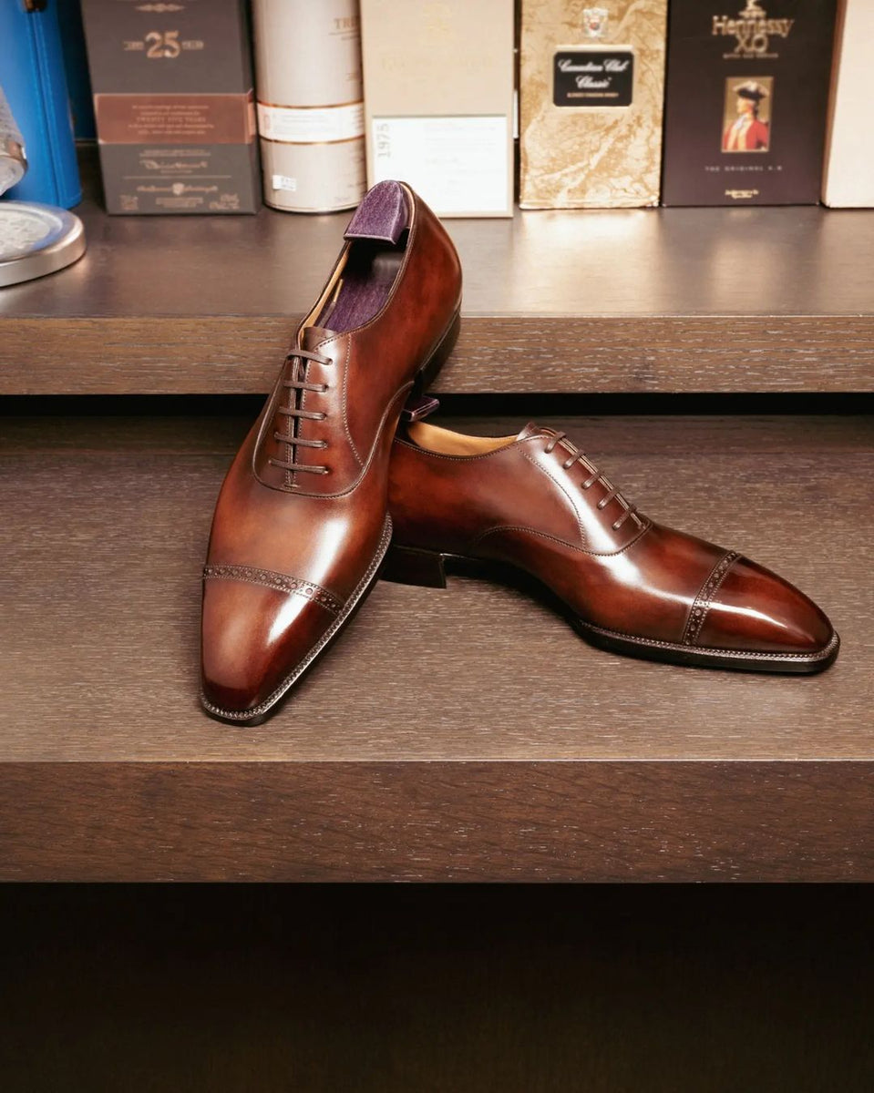 Tan Leather Farida Brogue Toe Cap Oxfords Formal Shoes AW24