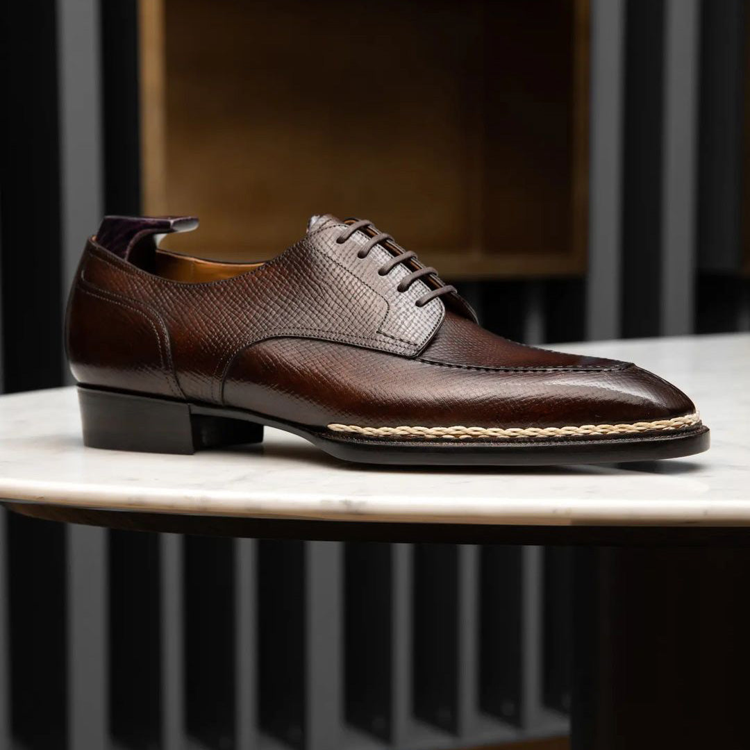 Norwegian Welted Brown Leather Azores Lace Up Derby Shoes AW24