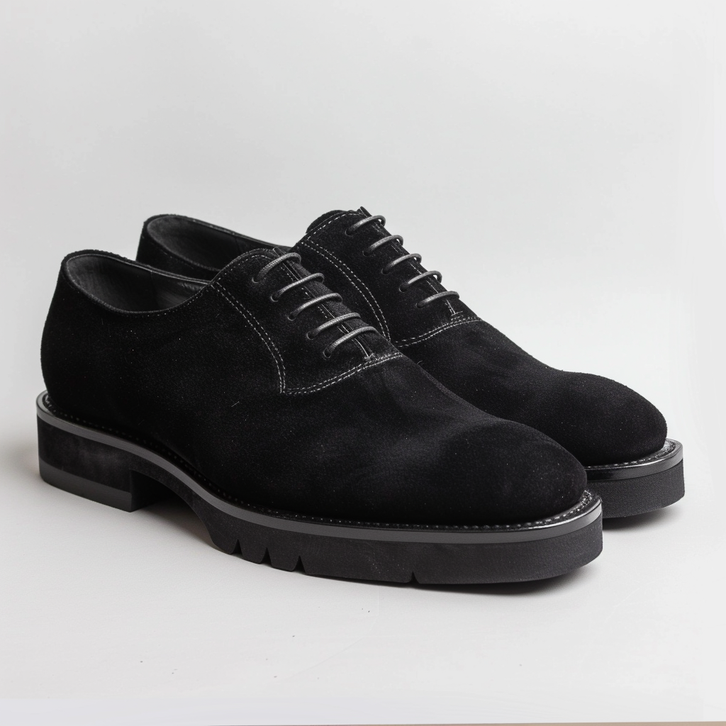 Black Suede Leather Iacopo With Thick Sole Oxford - Main Image