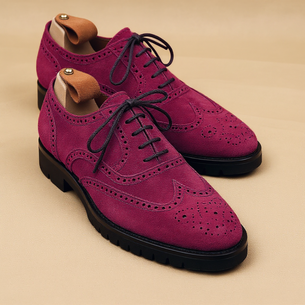 skater dress burgundy Crown Suede Lace-Up Shoe by The British Collection: Timeless Style and Comfort 10 / Burgundy Suede main image 0