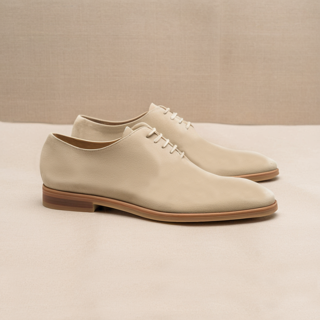 Cream Suede Leather Nandes Oxford Shoes Costoso Italiano Cream Suede Leather Nandes Oxford Shoes Costoso Italiano