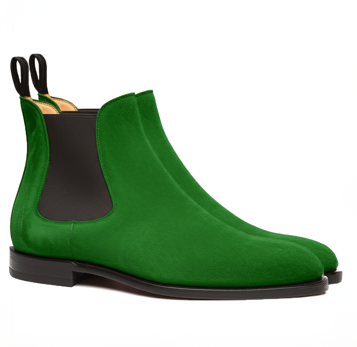 Men\'s Green Suede Ankle Boots with Buckle Green Genuine Suede Pure Handmade Ankle High Chukka Boots  main image 2
