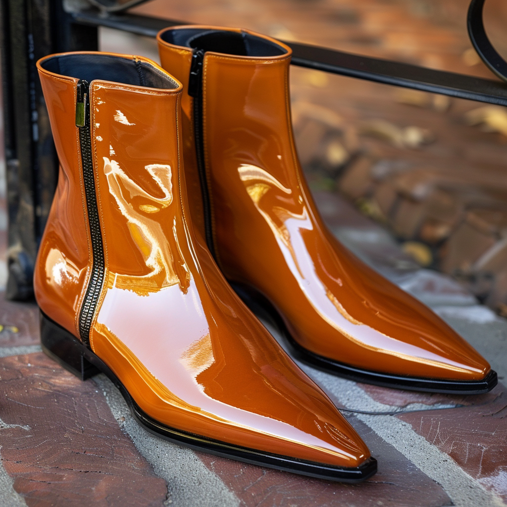 Orange patent leather boots hot sale