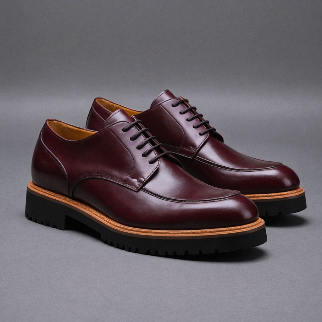 Burgundy Leather Orion Chunky Derby Shoes - Ss23 – Costoso Italiano