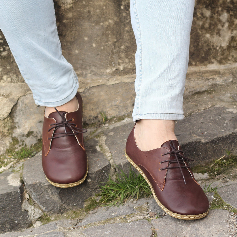 Dark Brown Leather Dinamico Barefoot Sneakers – Costoso Italiano