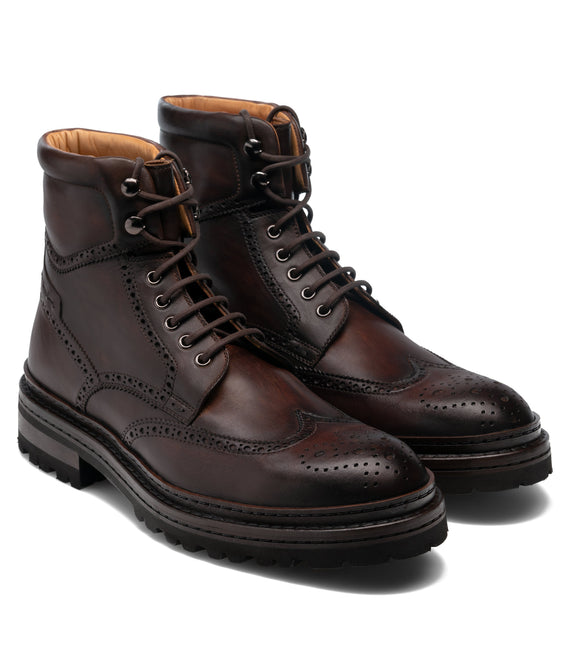 Brown Leather Troyes Chunky Derby Boots