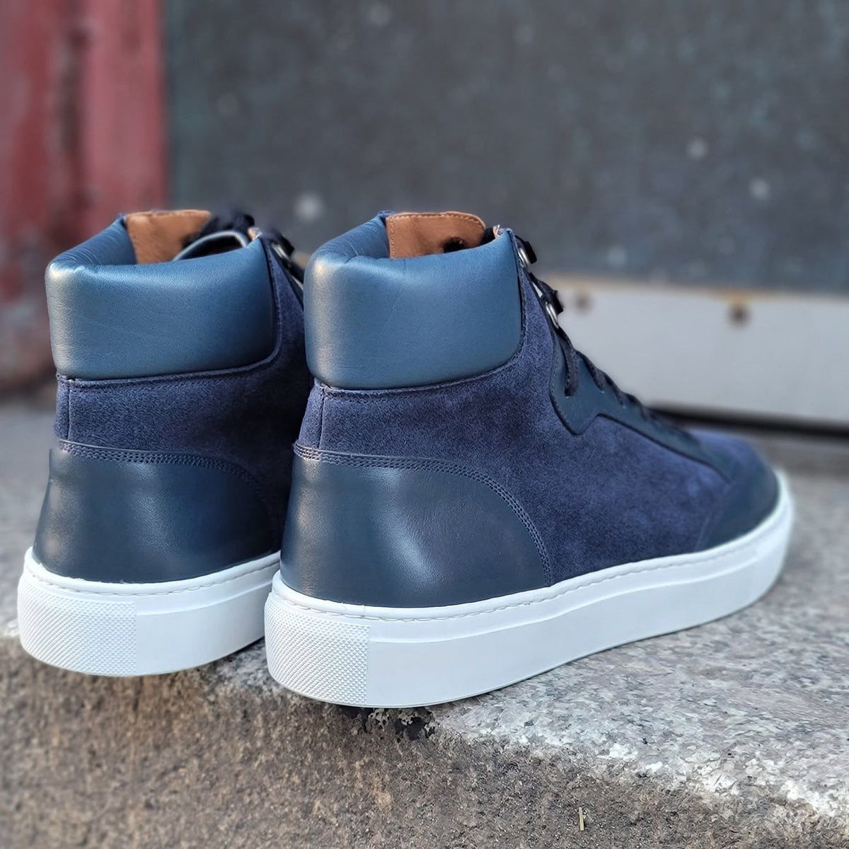 Navy High Top Sneakers Designer Casual Leather Canvas Sneakers
