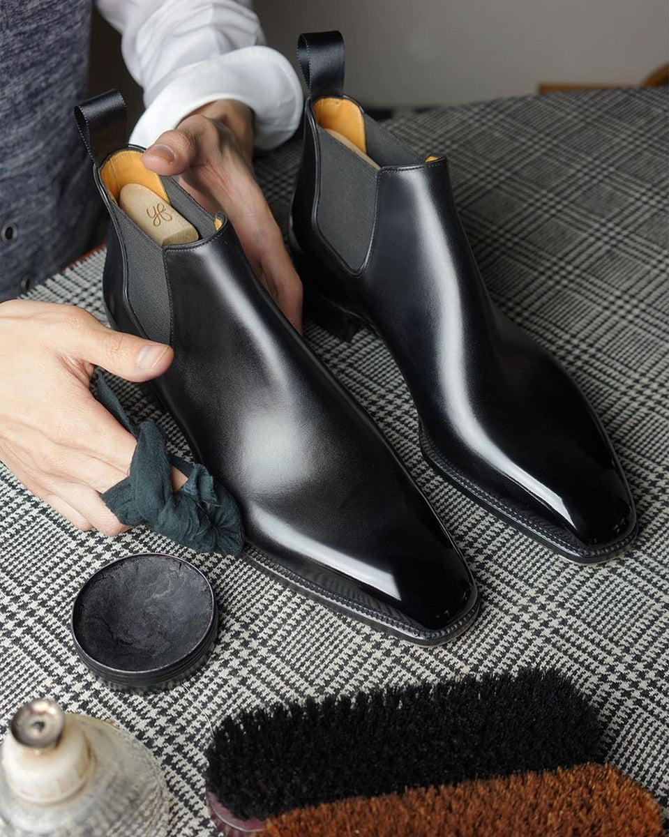 Black Italian Leather Recife Slip On Chelsea Boots Goodyear