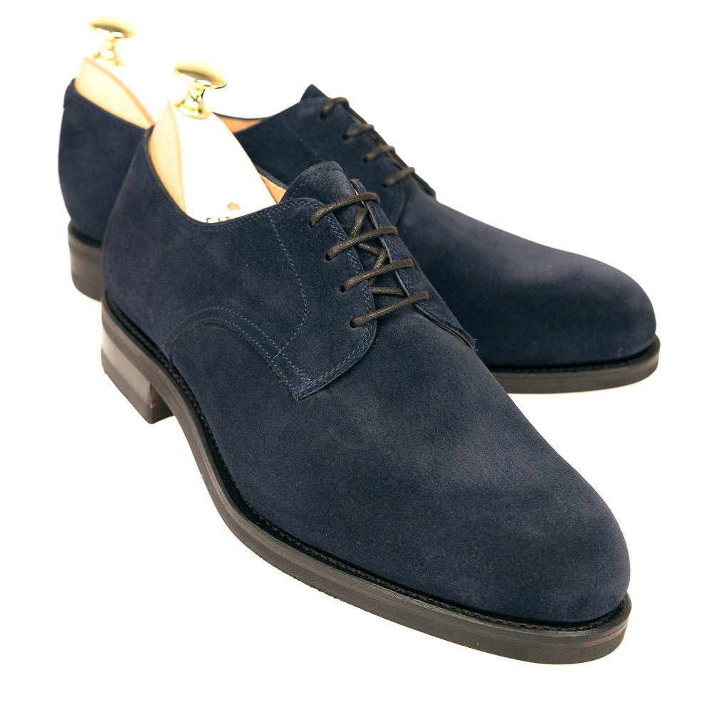 Navy Blue Suede Holstein Derby Shoes - Main Image
