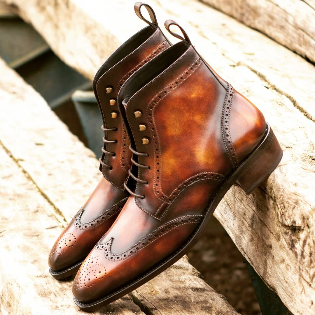 Height Increasing Tan Leather Salamanca Derby Boots Costoso