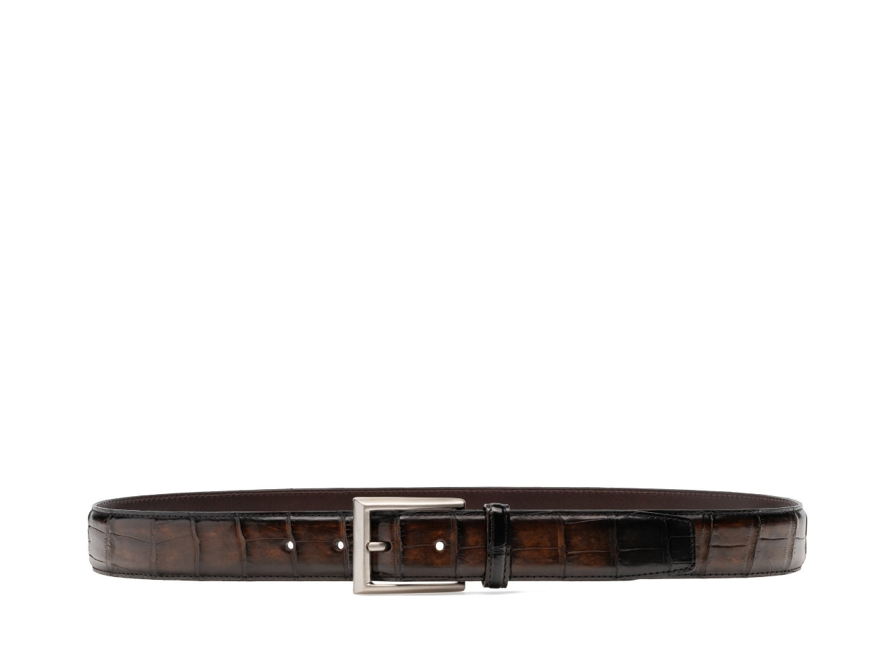 Brown Croc Print Italian Leather Centennial Belt