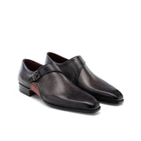 Black Leather Bathurst Monk Straps Shoes