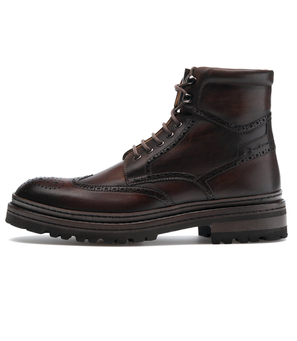 Brown Leather Troyes Chunky Derby Boots