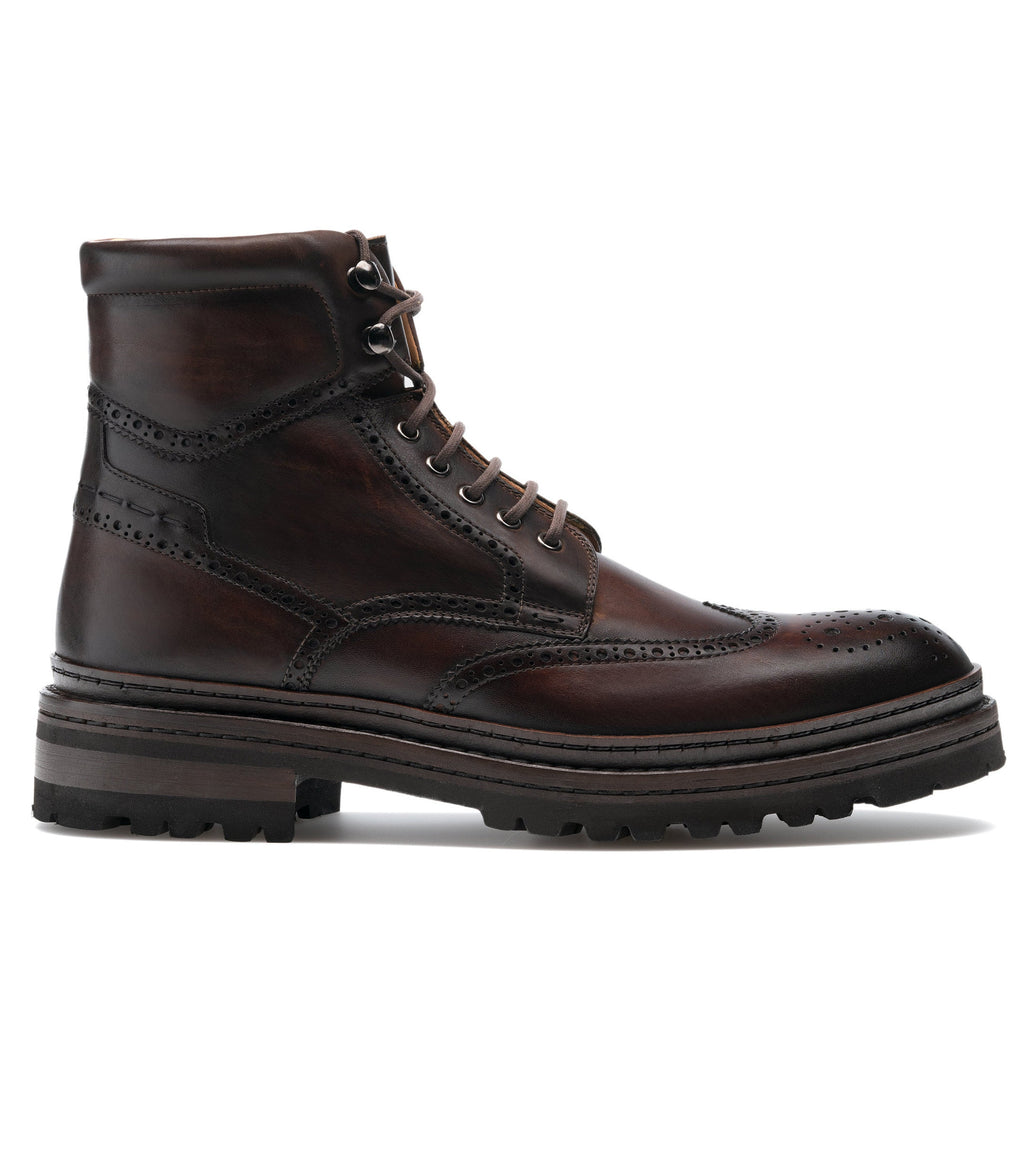 Brown Leather Troyes Chunky Derby Boots