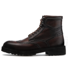 Height Increasing Brown Leather Troyes Chunky Derby Boots