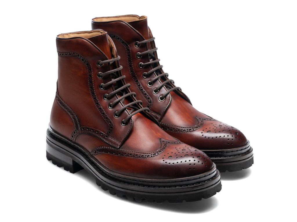 Tan Leather Travise Chunky Derby Boots 