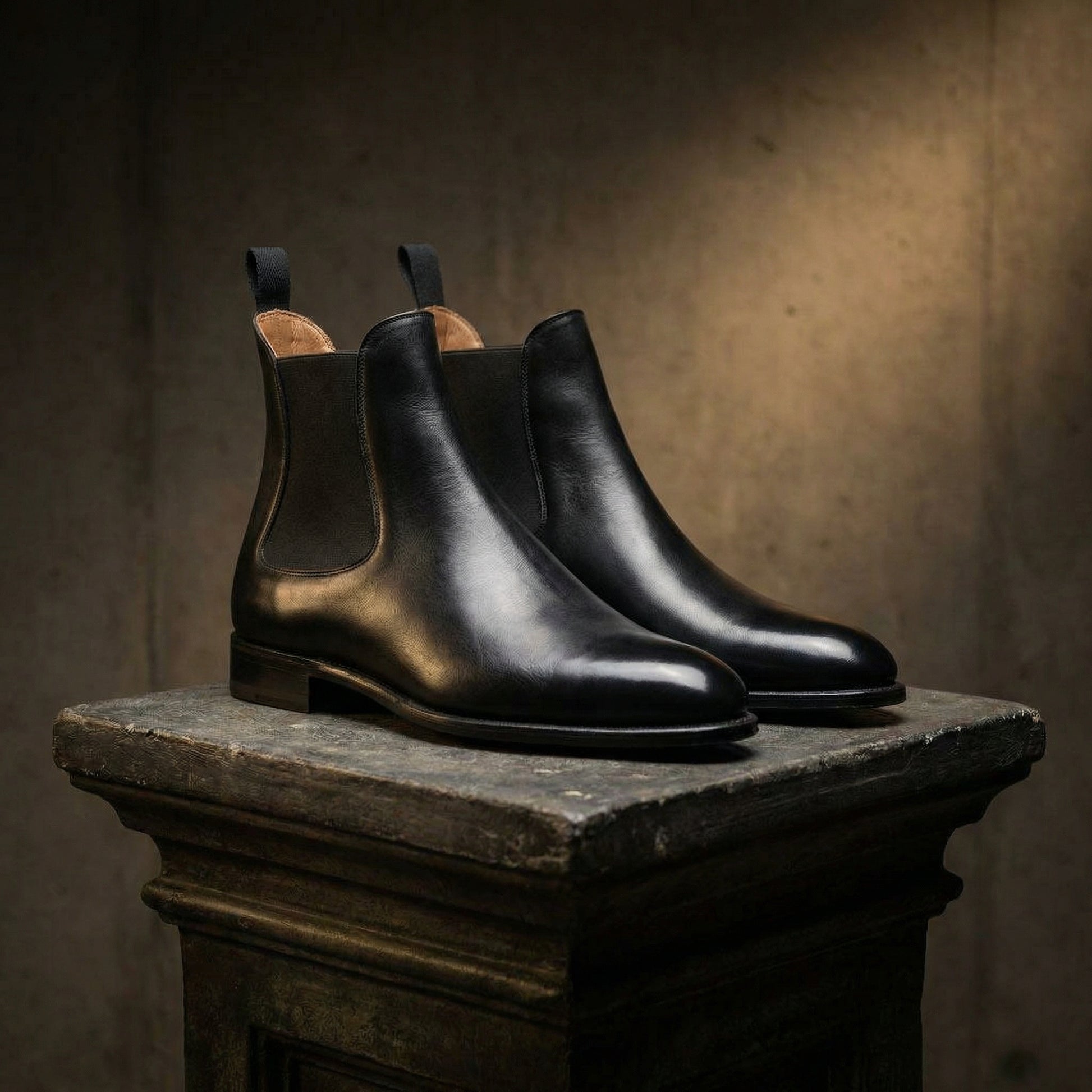 Height Increasing Black Leather Fenland Slip On Chelsea Boots - ITALIAN AW26