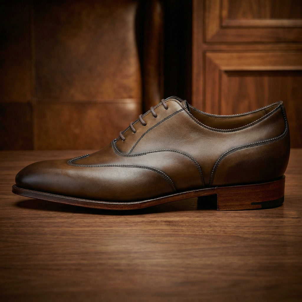 Height Increasing Olive Green Leather Gedling Brogue Oxfords
