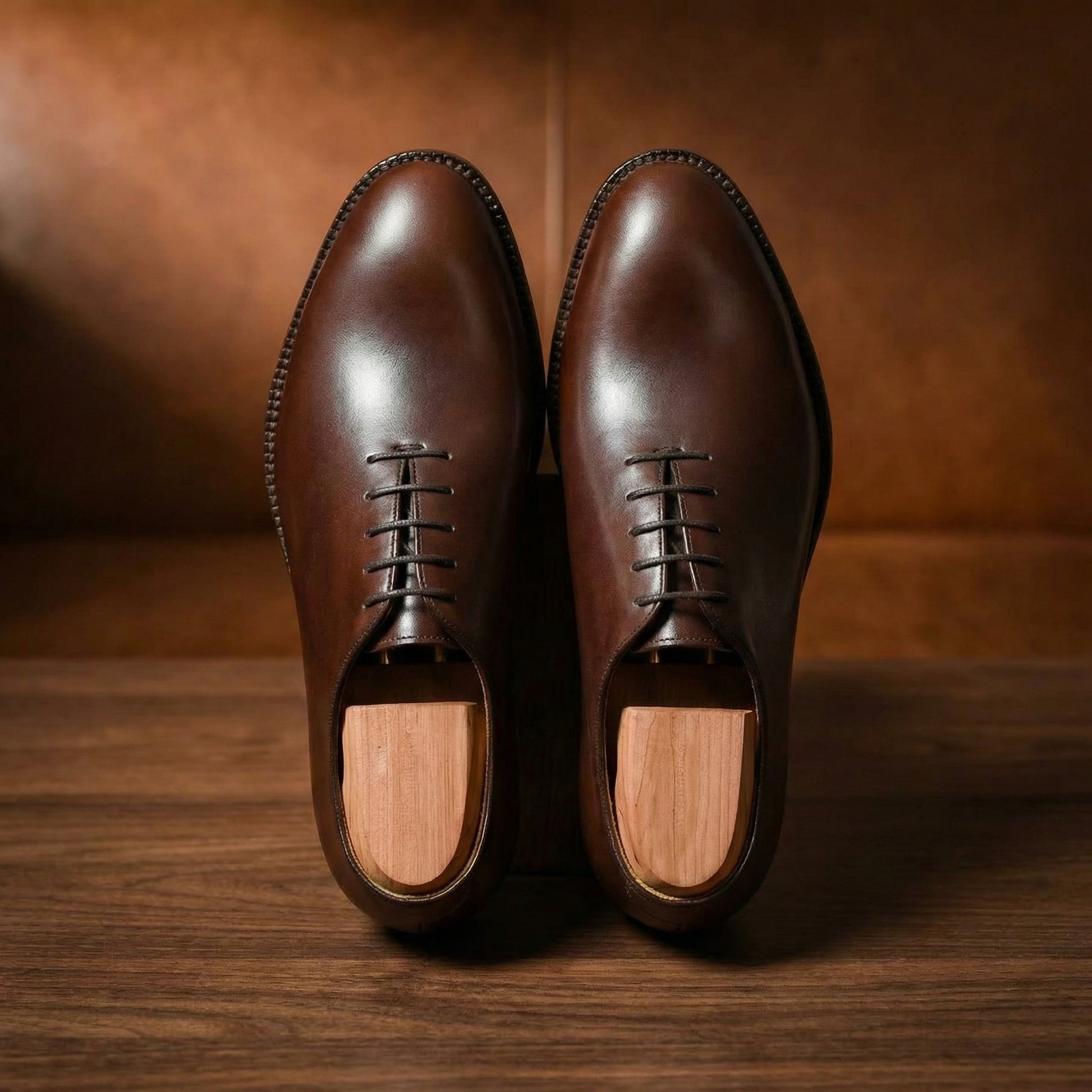 Height Increasing Brown Leather Drayton One Cut Oxfords