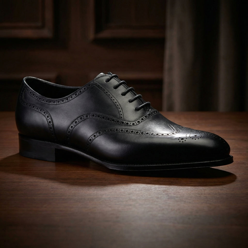 Black Leather Gedling Brogue Oxfords