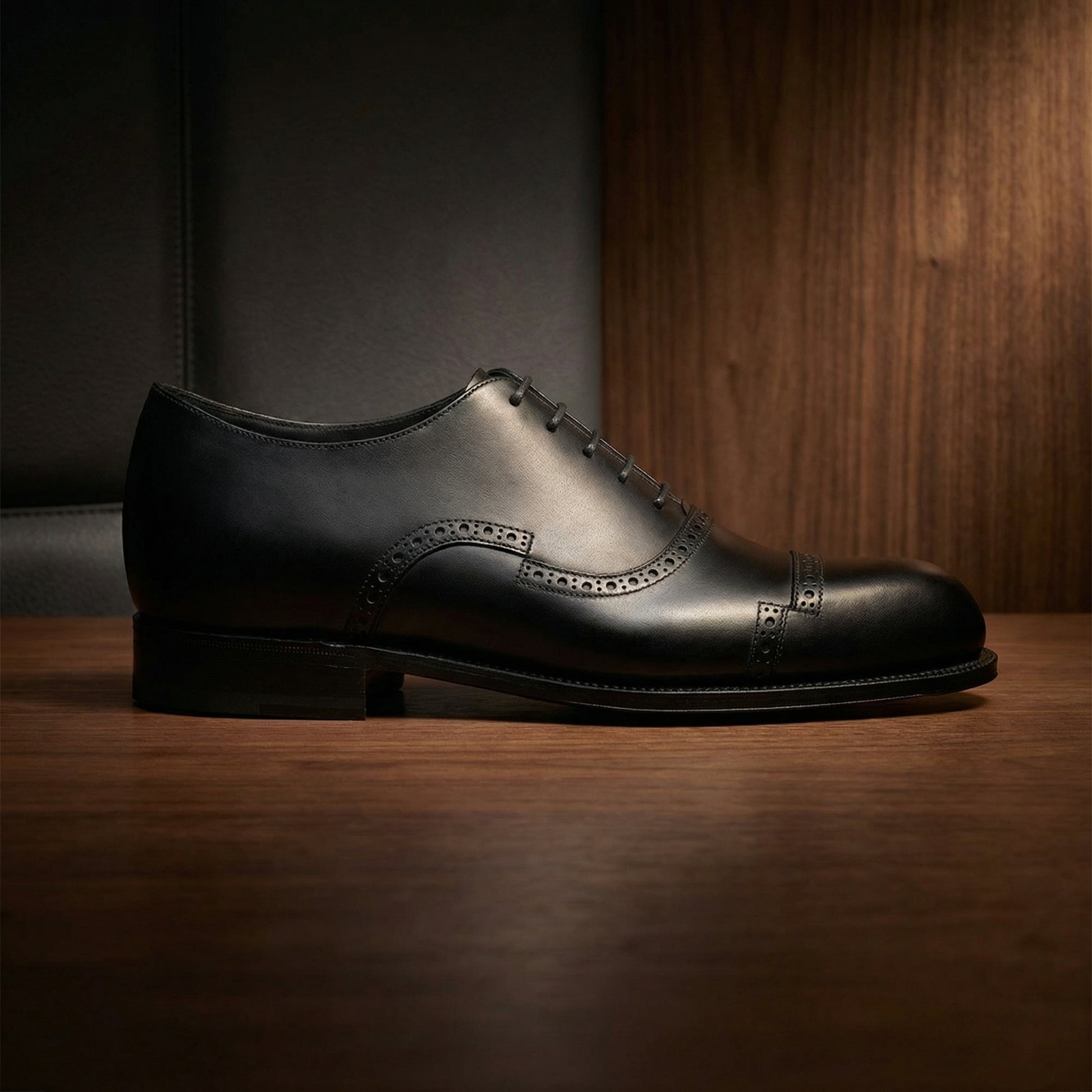 Black Leather Broxtowe Brogue Oxfords