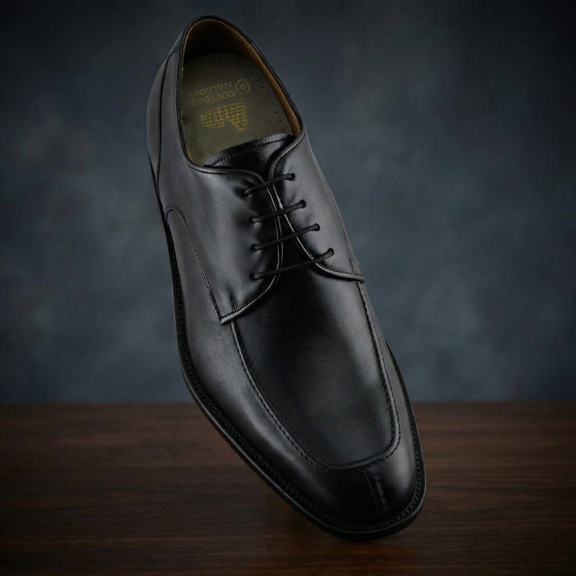 Height Increasing Black Leather Chaplelds Derby Shoes