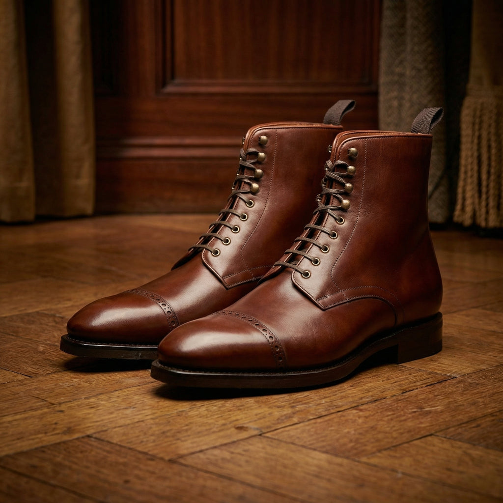 Brown Leather Caldecote Lace Up Boots