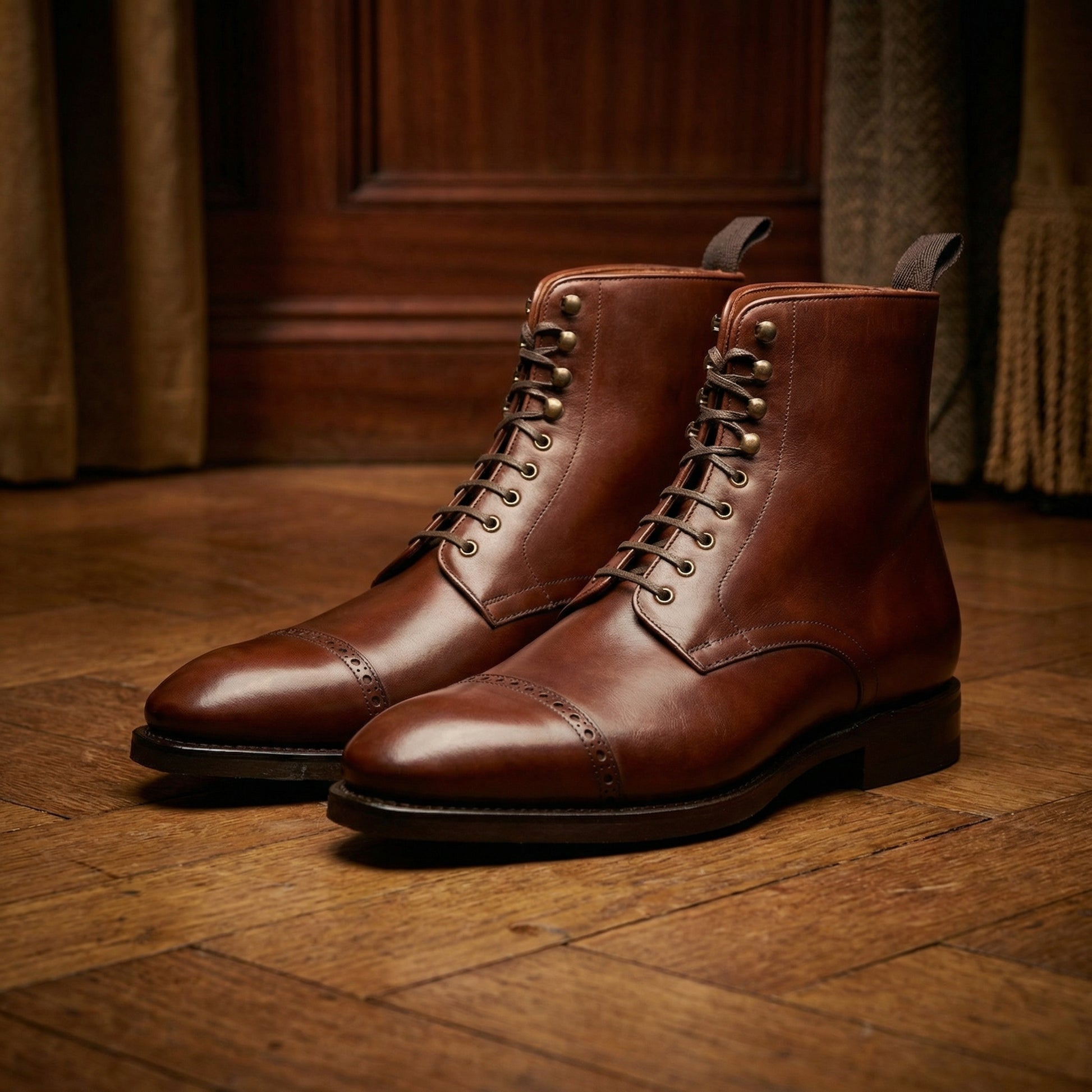 Brown Leather Caldecote Lace Up Boots