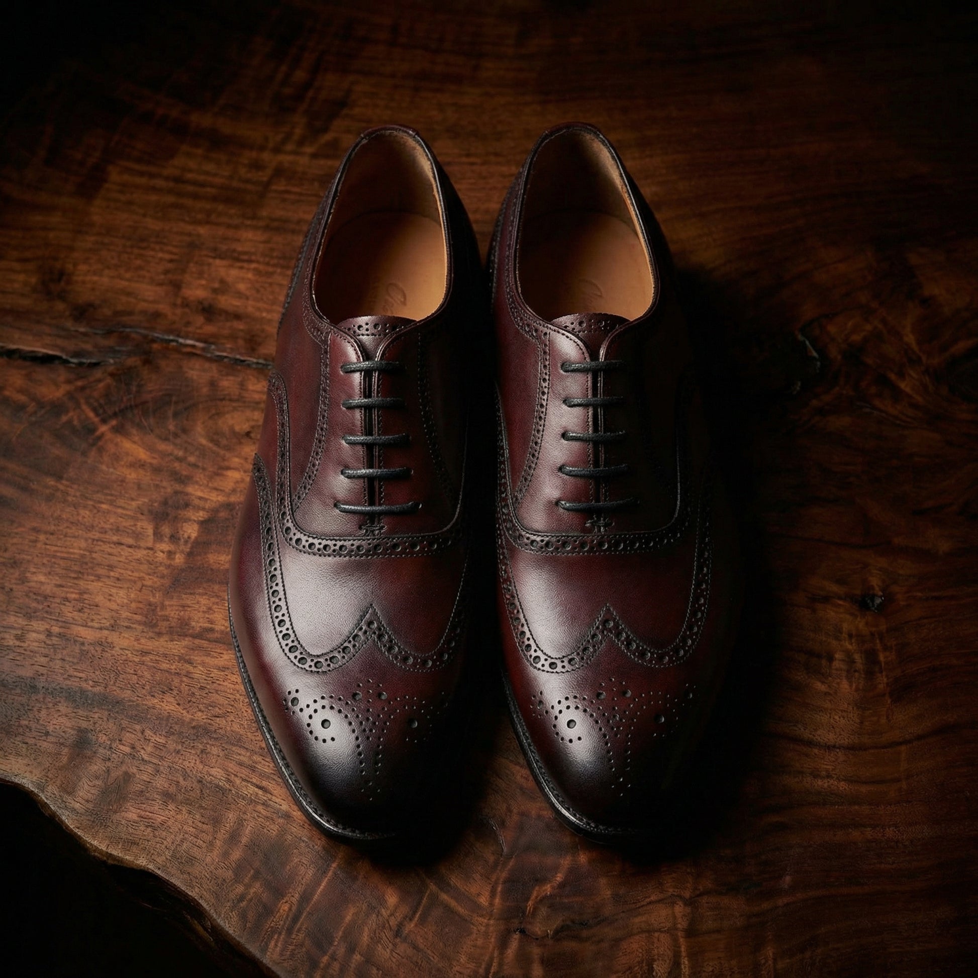 Height Increasing Mahogany Brown Leather Gedling Brogue Oxfords