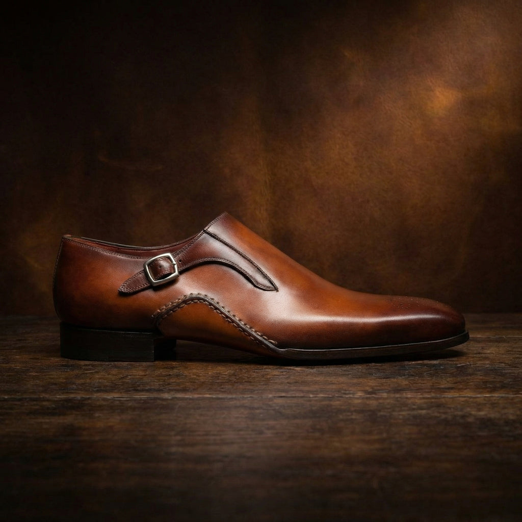 Brown Leather Victoria Monk Straps Shoes