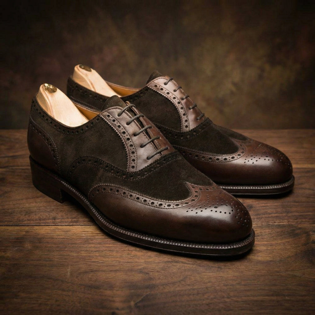 Brown Suede & Leather Romford Brogue Oxfords