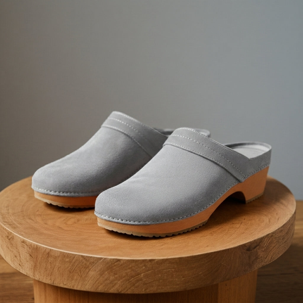 Grey Suede Leather Celeste Calm Mule Loafers - Summer 2024 Collection