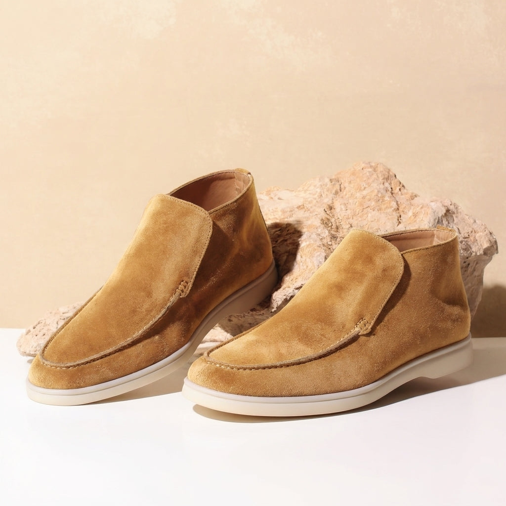 Tan Suede Leather Ronald City Half Boots - ITALIAN AW26
