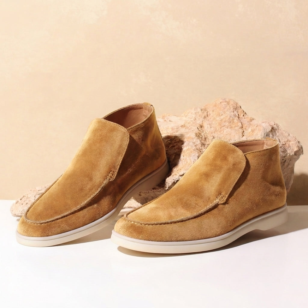 Tan Suede Leather Ronald City Half Boots - ITALIAN AW26