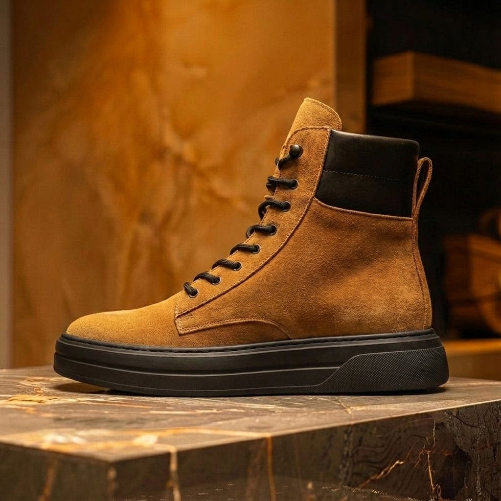 Tan Suede Leather Elvio Combat Boot