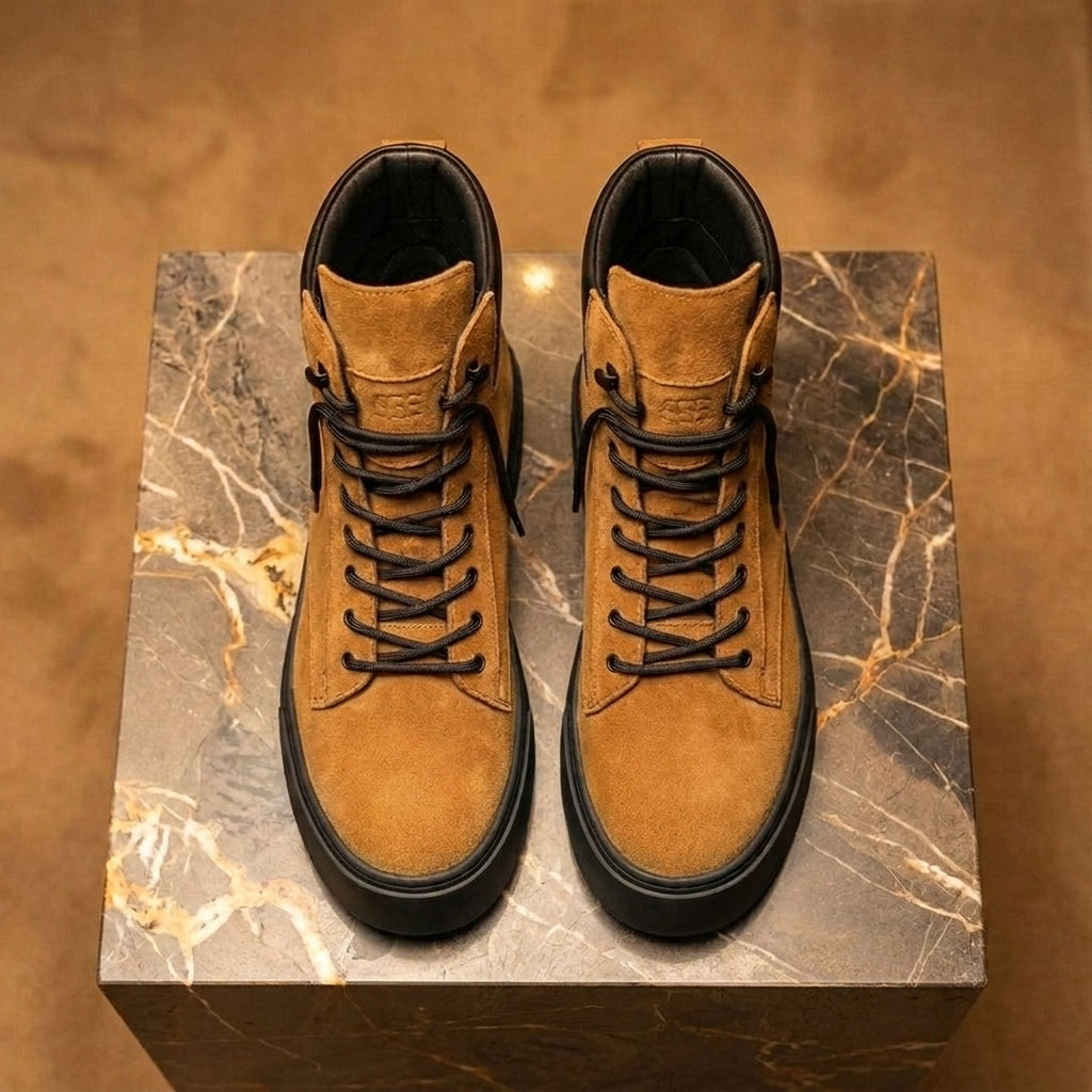 Tan Suede Leather Elvio Combat Boot