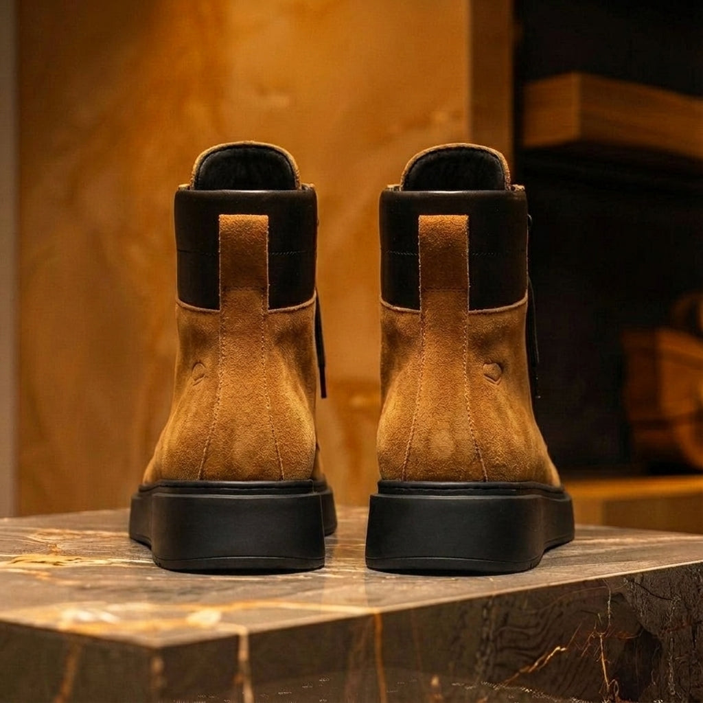 Tan Suede Leather Elvio Combat Boot
