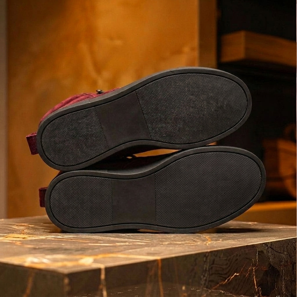 Burgundy Suede Leather Elvio Combat Boot