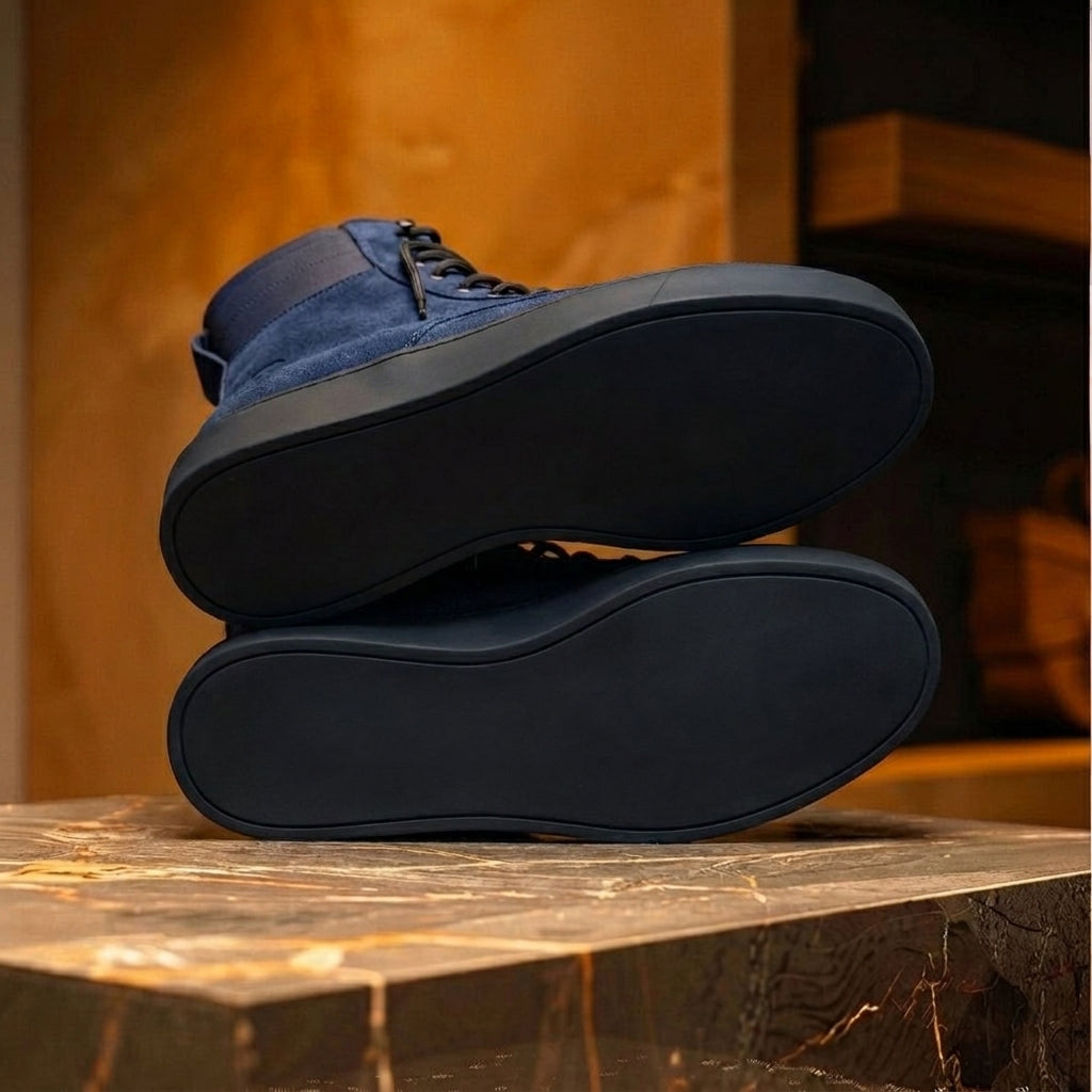 Blue Suede Leather Elvio Combat Boot