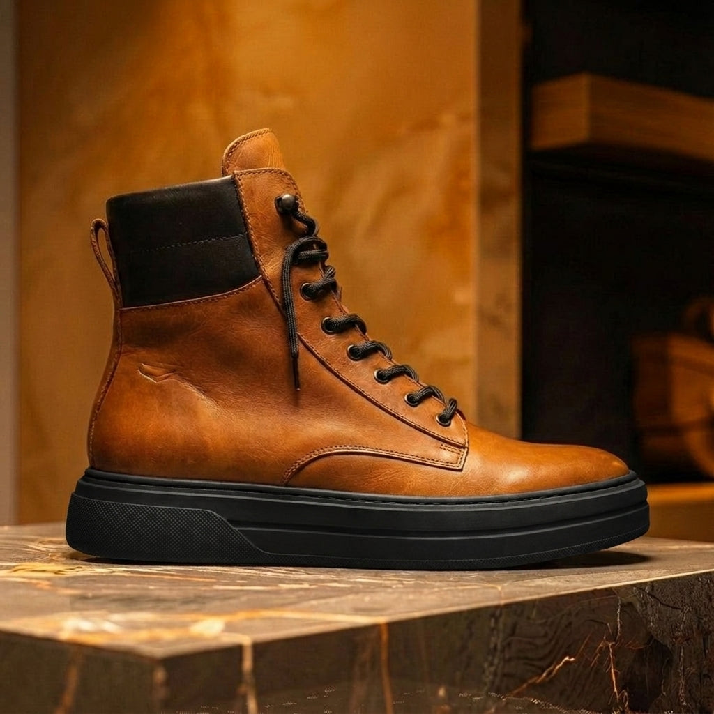Tan Leather Elvio Combat Boot