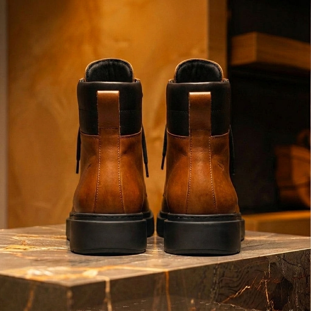 Tan Leather Elvio Combat Boot