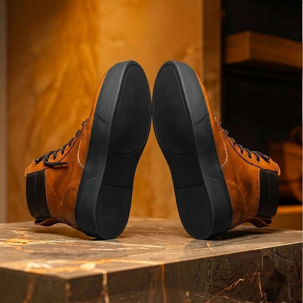 Tan Leather Elvio Combat Boot