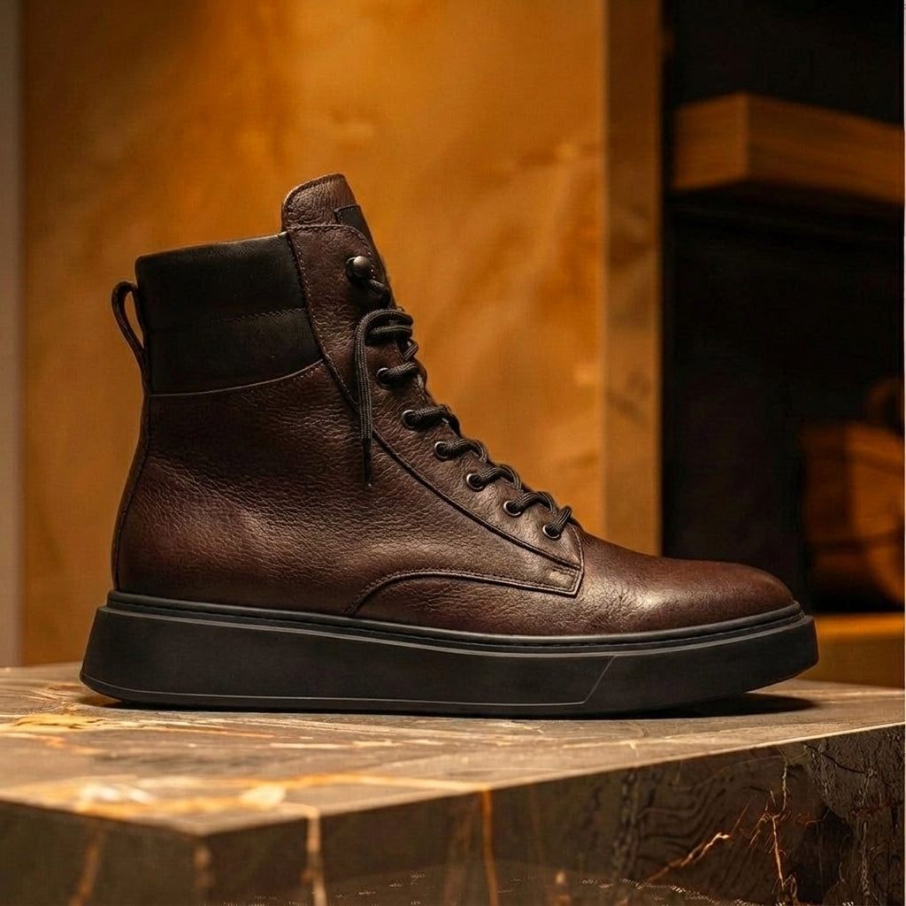Brown Leather Elvio Combat Boot