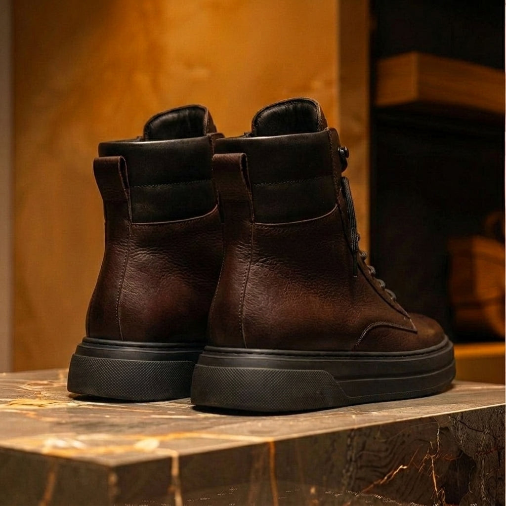 Brown Leather Elvio Combat Boot