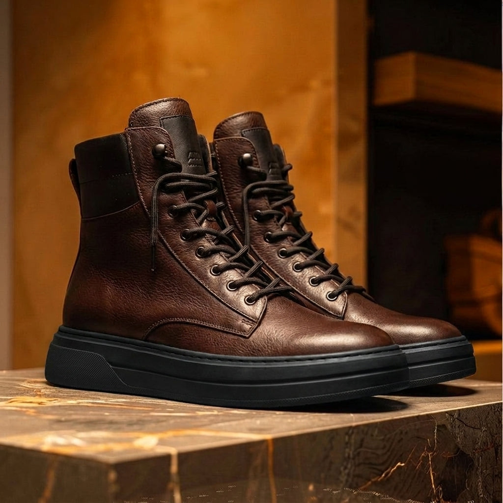 Brown Leather Elvio Combat Boot