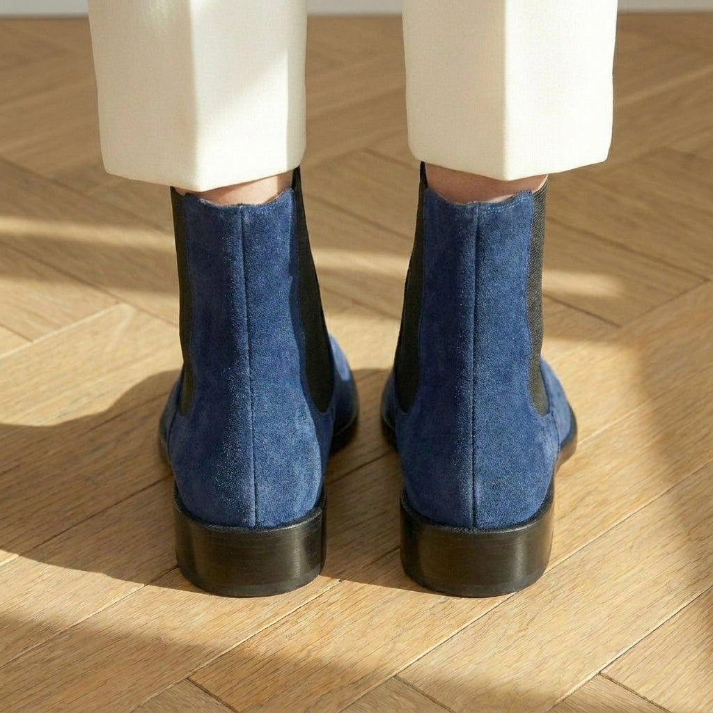 Blue Suede Leather Amino With Split Toe Chelsea Boot