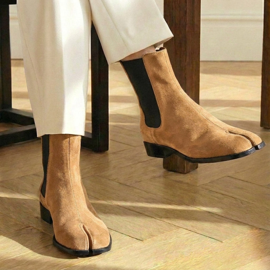 Tan Suede Leather Amino With Split Toe Chelsea Boot