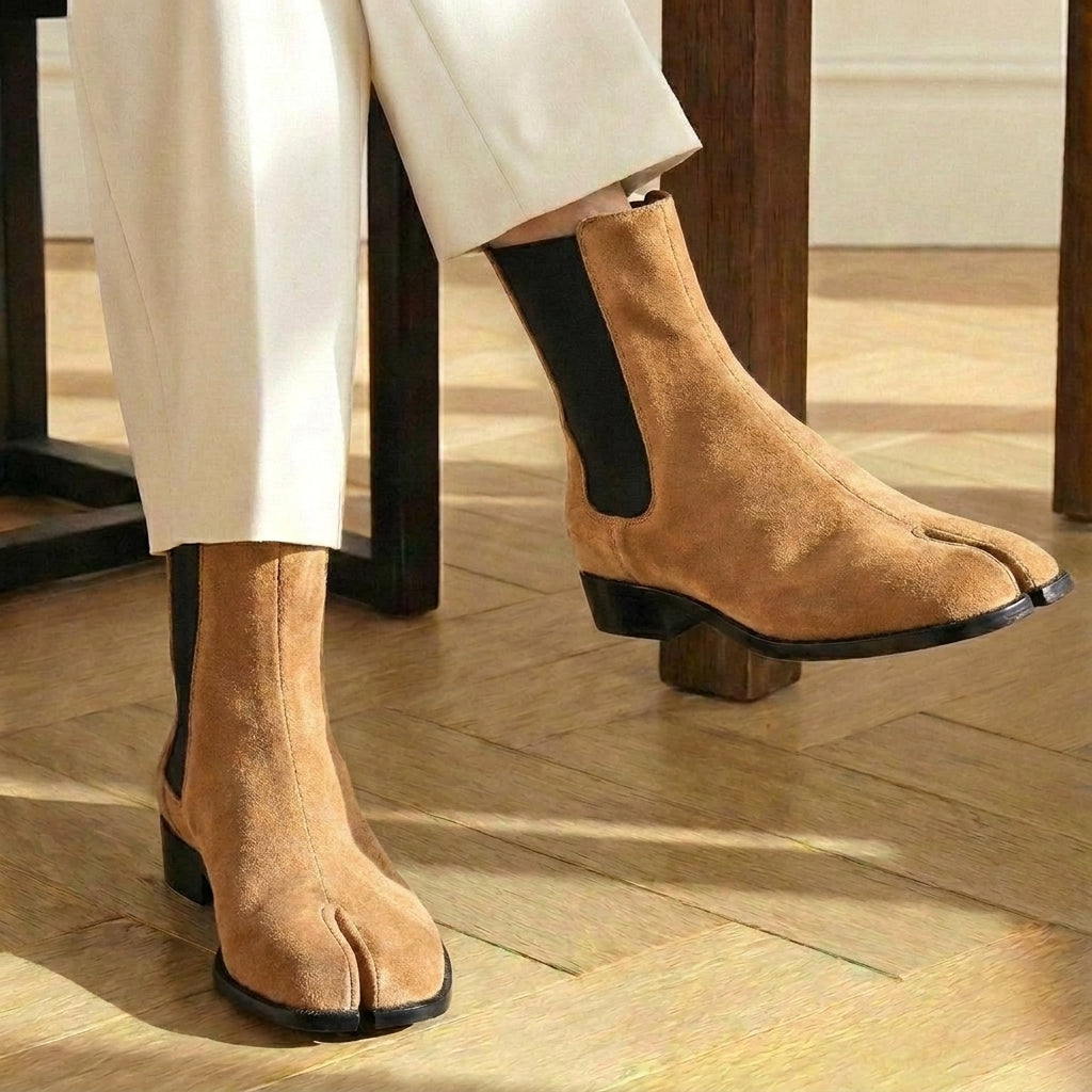 Tan Suede Leather Amino With Split Toe Chelsea Boot